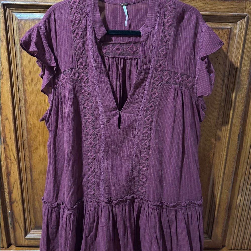 Free People Burgundy Tunic Top